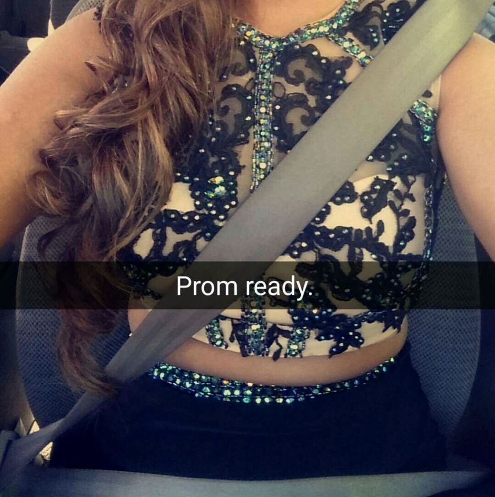 Black Sequined Two Piece prom dress